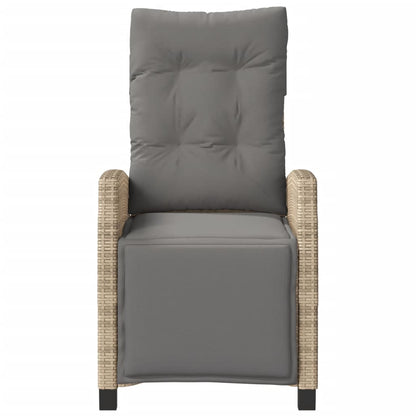Tuinstoel Verstelbaar Met Voetensteun Poly Rattan Gemengd Beige