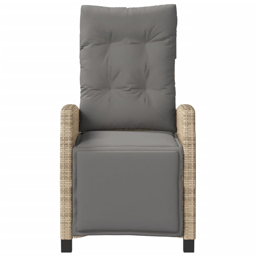 Tuinstoel Verstelbaar Met Voetensteun Poly Rattan Gemengd Beige