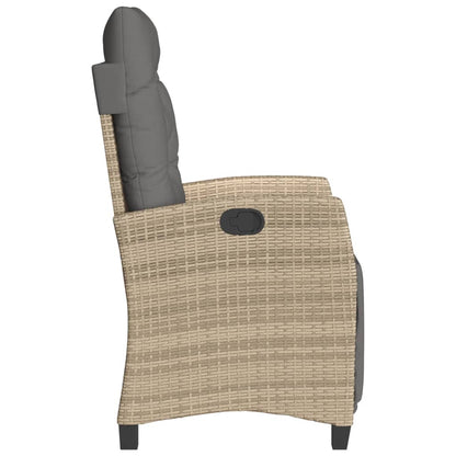 Tuinstoel Verstelbaar Met Voetensteun Poly Rattan Gemengd Beige