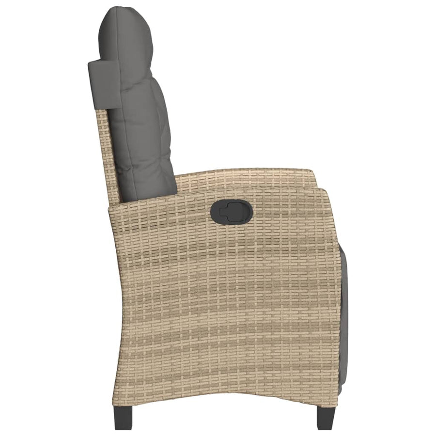 Tuinstoel Verstelbaar Met Voetensteun Poly Rattan Gemengd Beige