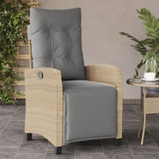 Tuinstoel verstelbaar poly rattan gemengd beige
