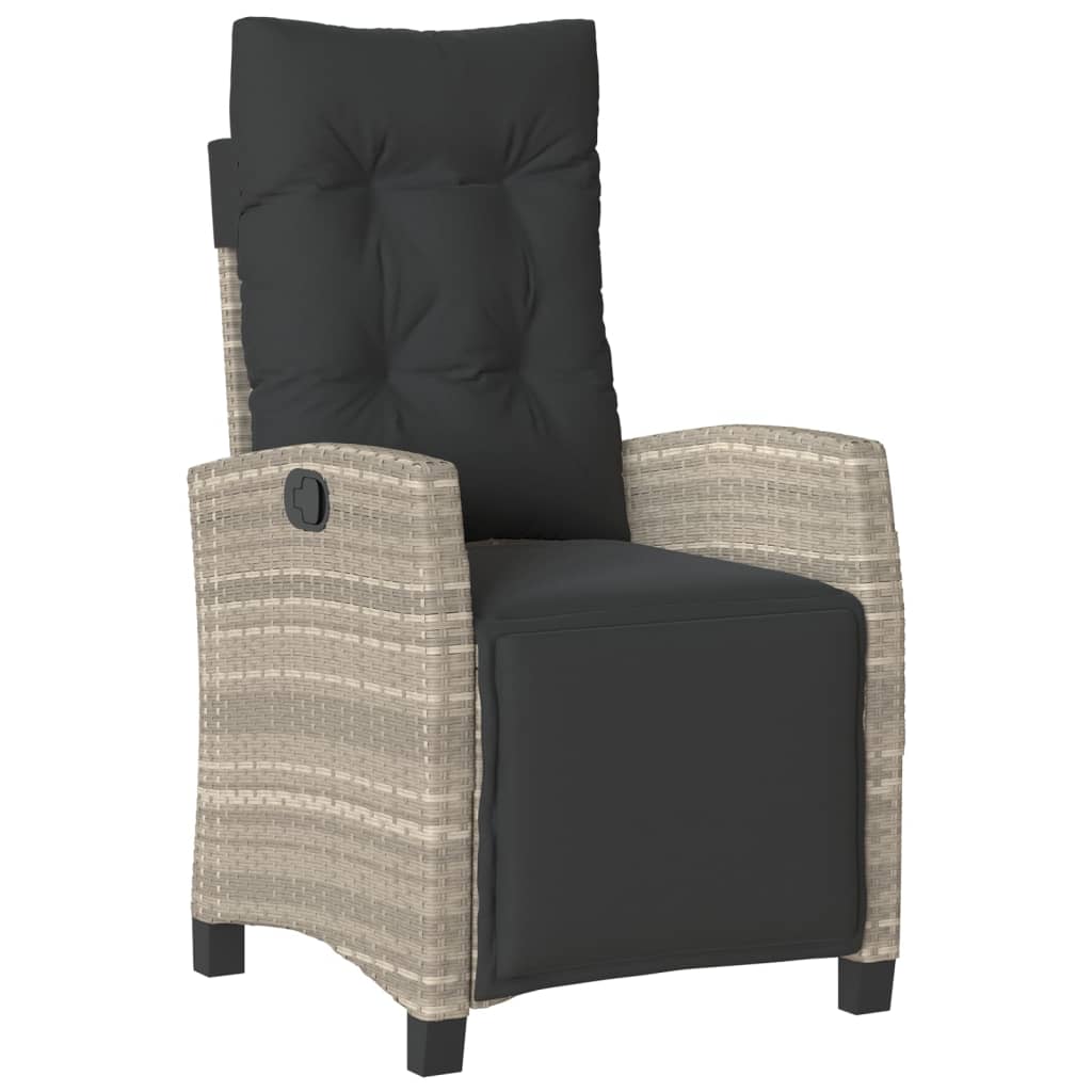 Tuinstoel Verstelbaar Met Voetensteun Poly Rattan Lichtgrijs