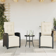 Tuinstoelen 2 st poly rattan zwart verstelbaar met voetensteun