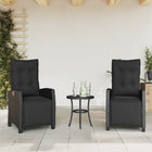 Garden chairs 2 pcs adjustable with footrest poly rattan black