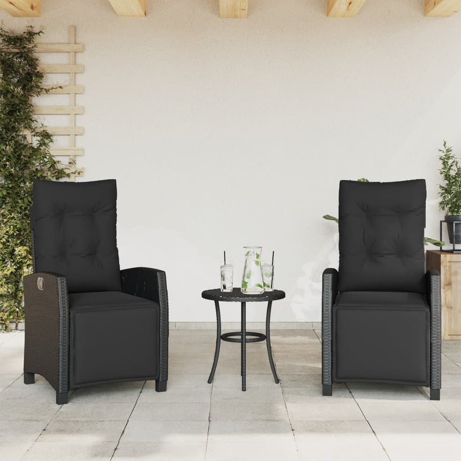 Tuinstoelen 2 St Verstelbaar Met Voetensteun Poly Rattan Zwart