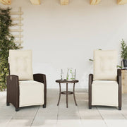 Tuinstoelen 2 st poly rattan bruin verstelbaar