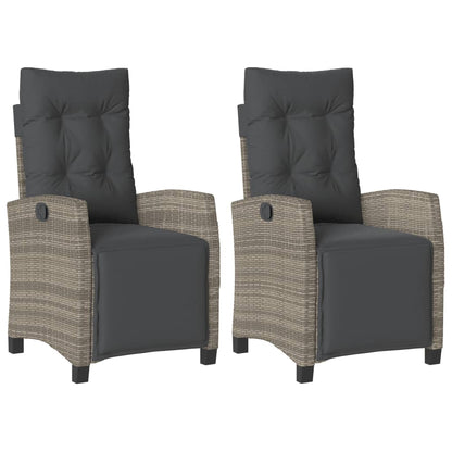 Tuinstoelen 2 St Verstelbaar Met Voetensteun Poly Rattan Grijs