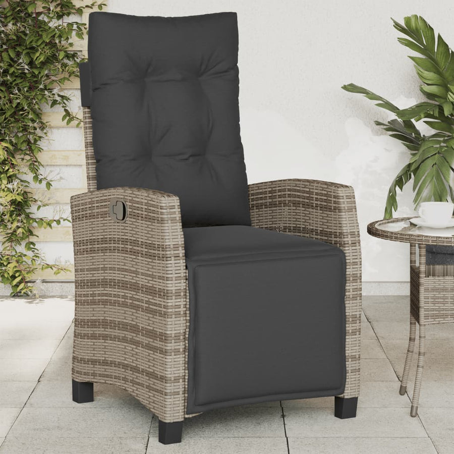 Tuinstoelen 2 St Verstelbaar Met Voetensteun Poly Rattan Grijs