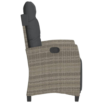 Tuinstoelen 2 St Verstelbaar Met Voetensteun Poly Rattan Grijs