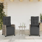 Garden chairs 2 pcs adjustable with footrest poly rattan grey
