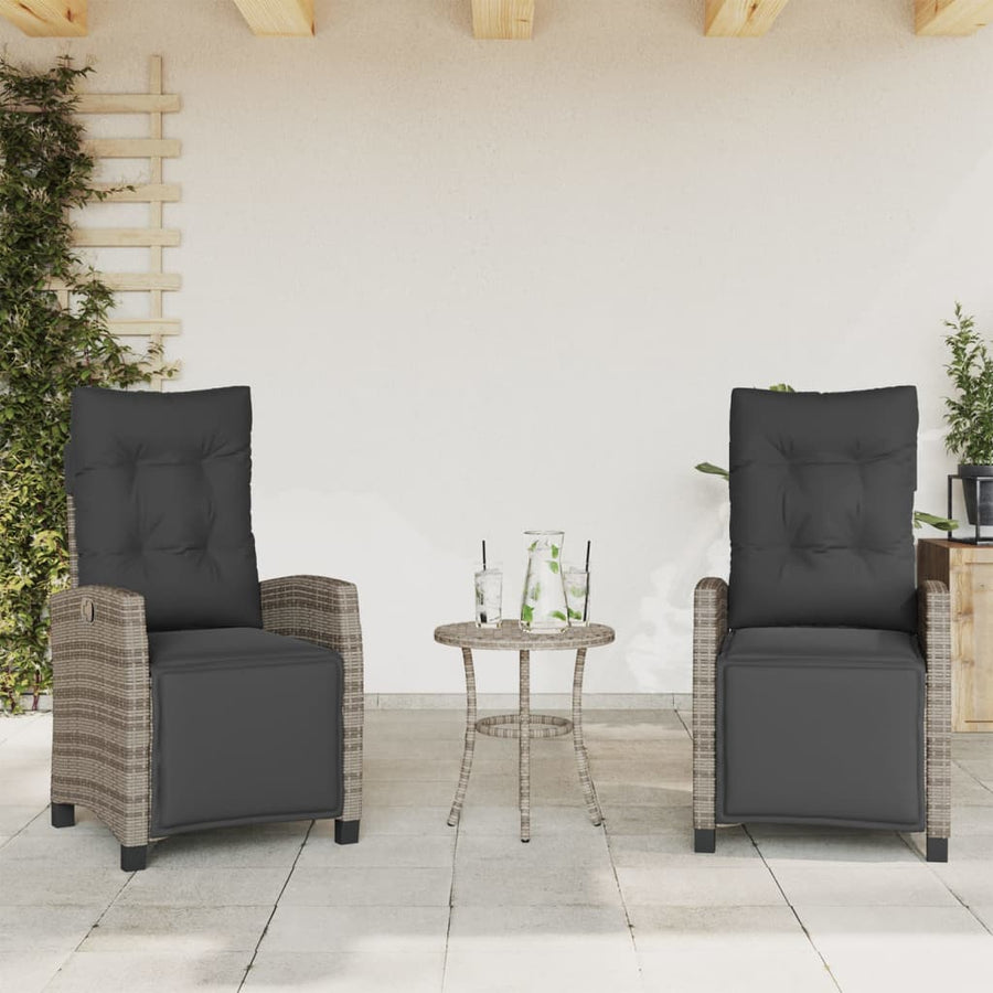 Tuinstoelen 2 St Verstelbaar Met Voetensteun Poly Rattan Grijs