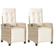 Tuinstoelen 2 st verstelbaar met voetensteun poly rattan beige