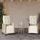 Garden chairs 2 pcs adjustable with footrest poly rattan beige