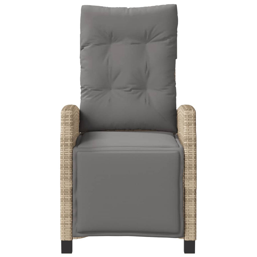 Tuinstoelen 2 st verstelbaar voetensteun poly rattan beige mix
