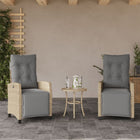 Garden chairs 2 pcs adjustable footrest poly rattan beige mix
