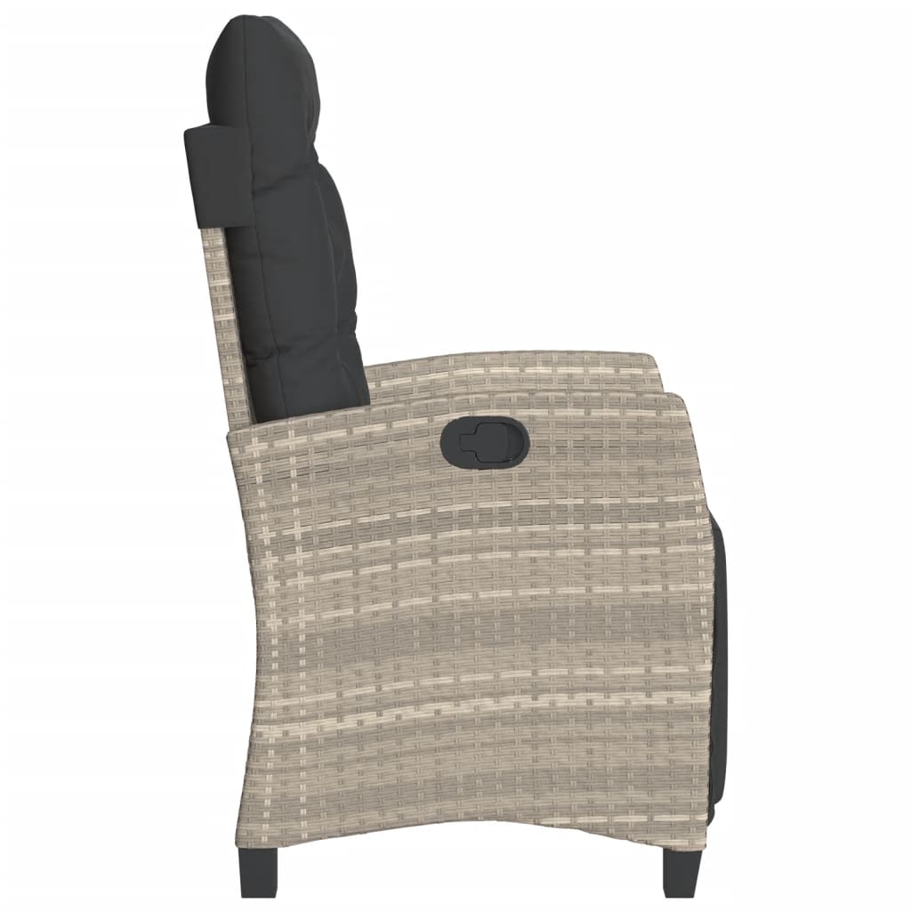 Tuinstoelen 2 st verstelbaar voetensteun poly rattan lichtgrijs