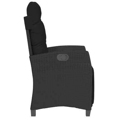 3-delige Bistroset met kussens poly rattan zwart
