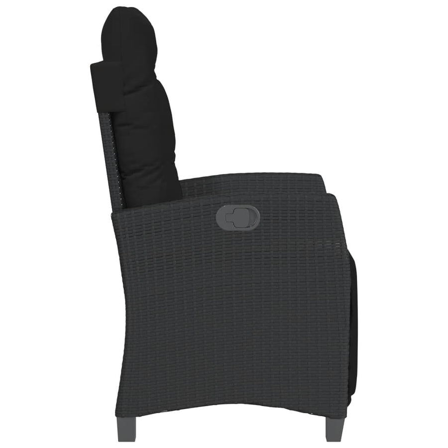 3-delige Bistroset met kussens poly rattan zwart