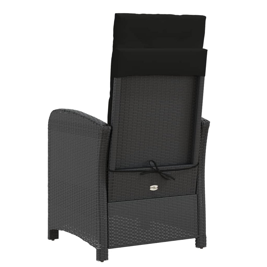 3-delige Bistroset met kussens poly rattan zwart
