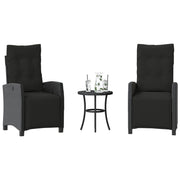 Bistroset 3-delig poly rattan zwart met kussens