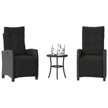 3-delige Bistroset met kussens poly rattan zwart