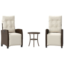 3-delige Bistroset met kussens poly rattan bruin