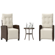 Bistroset 3-delig poly rattan bruin verstelbaar