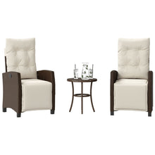 3-delige Bistroset met kussens poly rattan bruin
