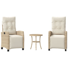 3-delige Bistroset met kussens poly rattan beige