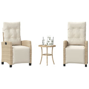 Bistroset 3-delig poly rattan beige met kussens