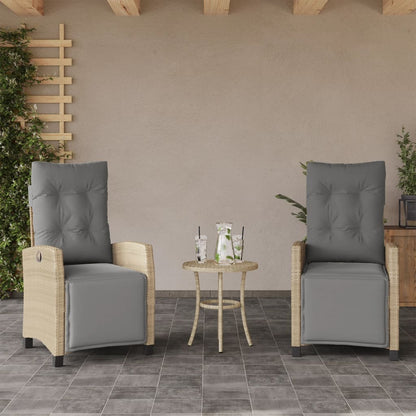 3-delige Bistroset met kussens poly rattan gemengd beige