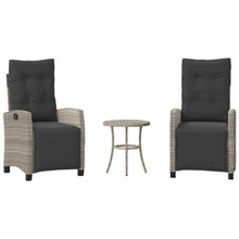 3-delige Bistroset met kussens poly rattan lichtgrijs