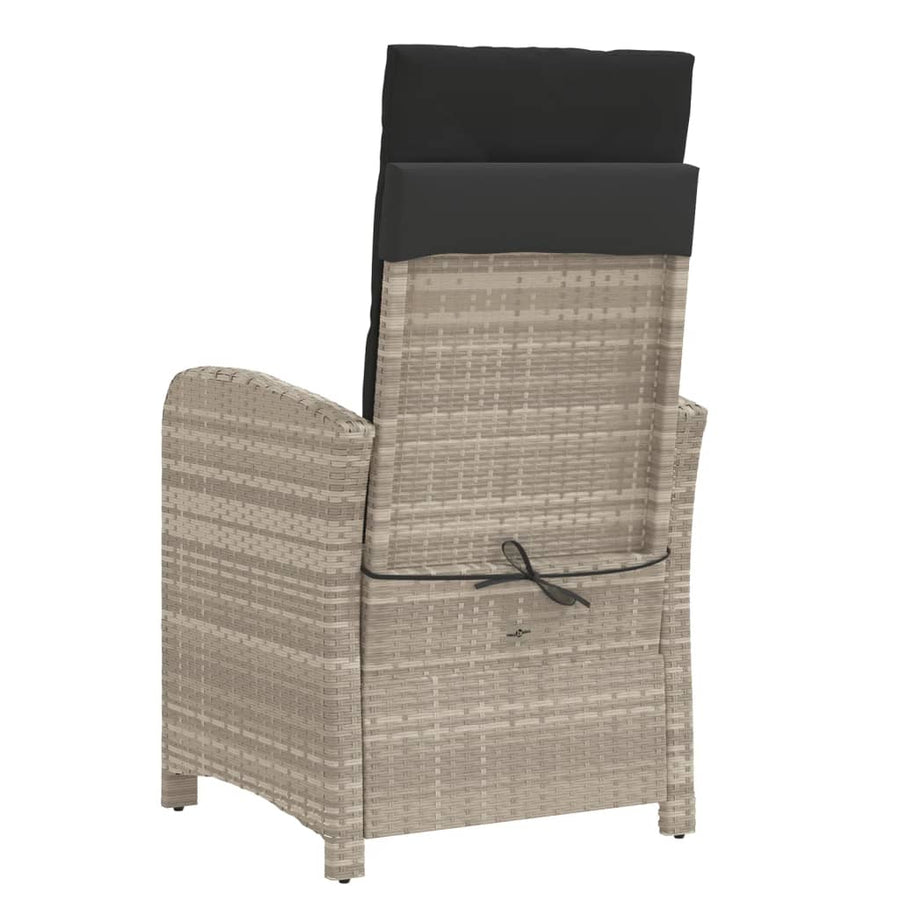 3-delige Bistroset met kussens poly rattan lichtgrijs