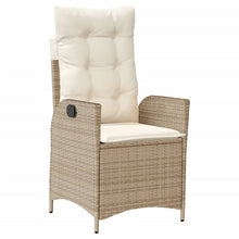 Tuinstoel verstelbaar met kussens poly rattan beige