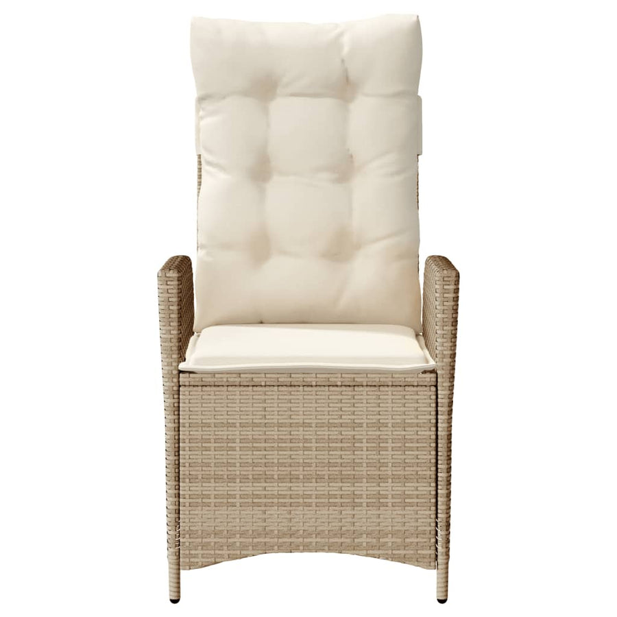 Tuinstoel verstelbaar met kussens poly rattan beige