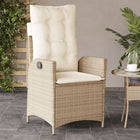 Garden chair adjustable with cushions poly rattan beige