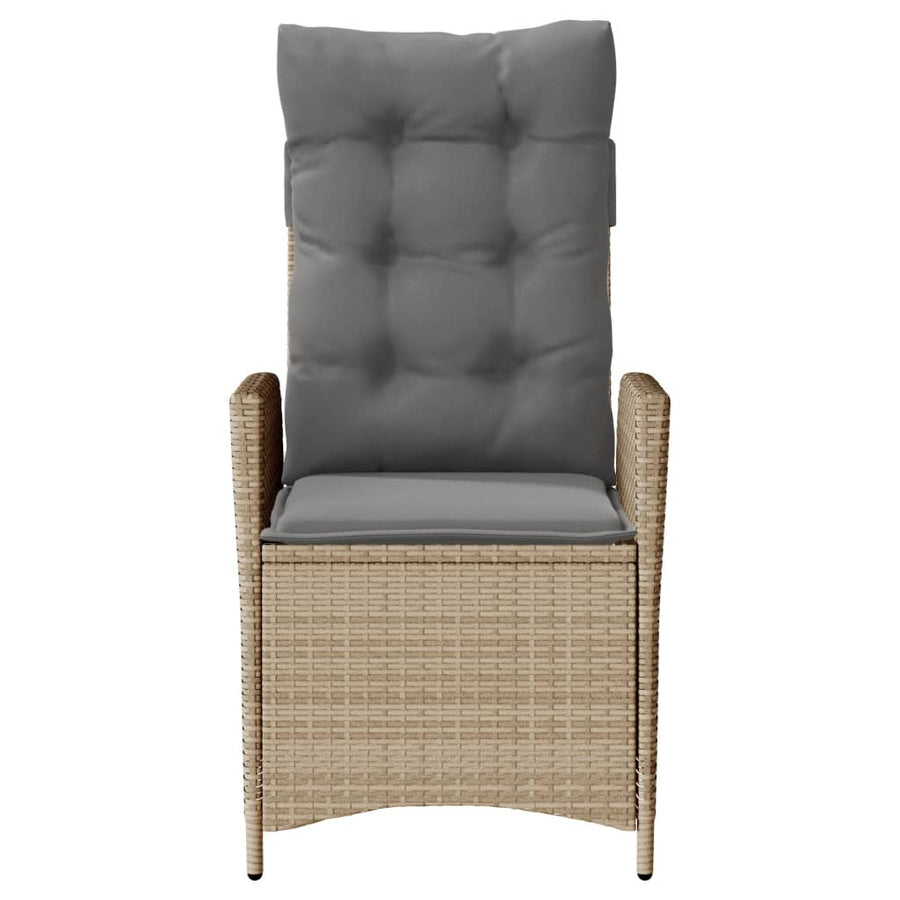 Tuinstoel verstelbaar met kussens poly rattan gemengd beige