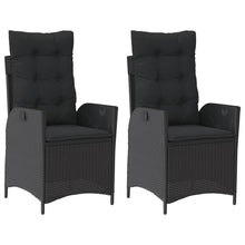 Tuinstoelen 2 st verstelbaar met kussens poly rattan zwart