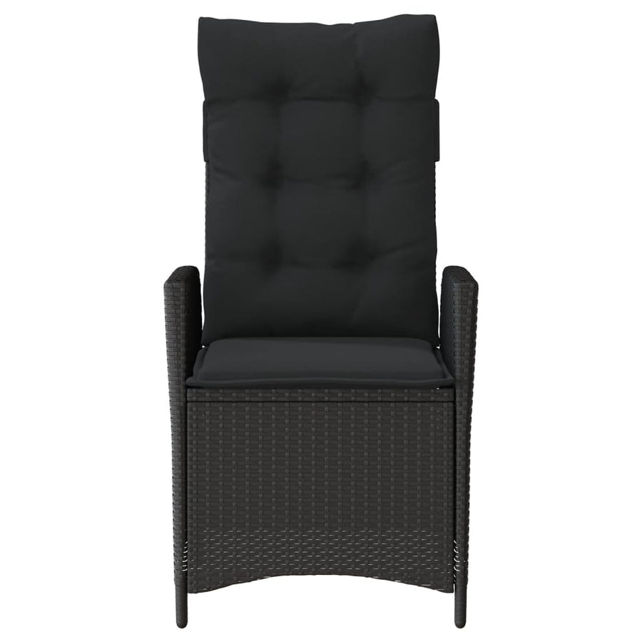 Tuinstoelen 2 st verstelbaar met kussens poly rattan zwart