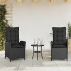Garden chairs 2 pcs adjustable with cushions poly rattan black