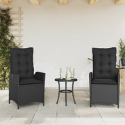 Tuinstoelen 2 stuks verstelbaar poly rattan zwart met kussens