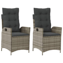 Tuinstoelen 2 st verstelbaar met kussens poly rattan grijs
