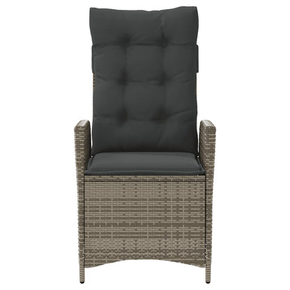 Tuinstoelen 2 st verstelbaar met kussens poly rattan grijs