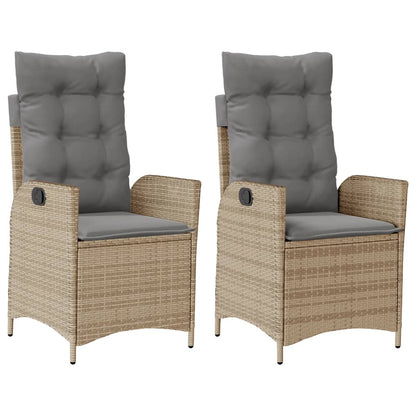 Tuinstoelen 2 st verstelbaar kussens poly rattan gemengd beige