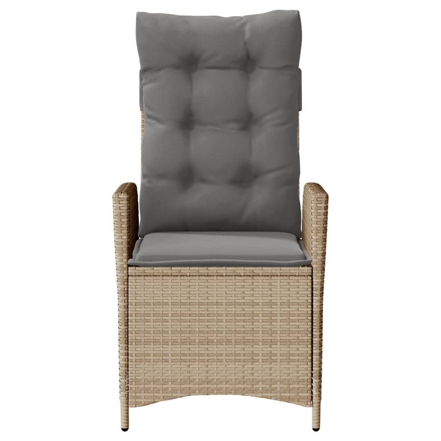 Tuinstoelen 2 st verstelbaar kussens poly rattan gemengd beige