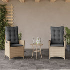 Garden chairs 2 pcs adjustable cushions poly rattan mixed beige