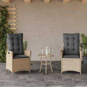Tuinstoelen 2 st poly rattan verstelbaar gemengd beige