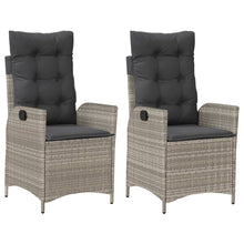 Tuinstoelen 2 st verstelbaar met kussens poly rattan lichtgrijs