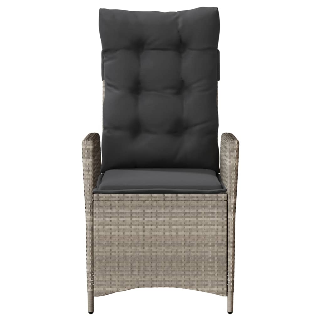 Tuinstoelen 2 st verstelbaar met kussens poly rattan lichtgrijs