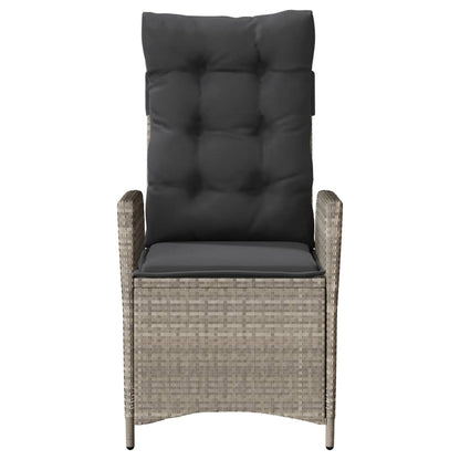 Tuinstoelen 2 st verstelbaar met kussens poly rattan lichtgrijs